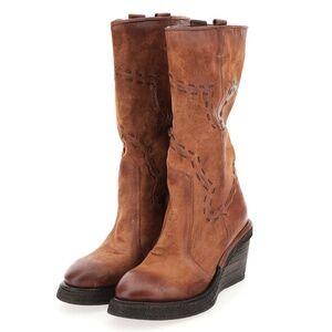 A.S.98 x Free People Wedge Suede Boots in Calvados Size 37 NWT